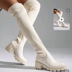 Dream Pairs Cream Over the Knee Boots